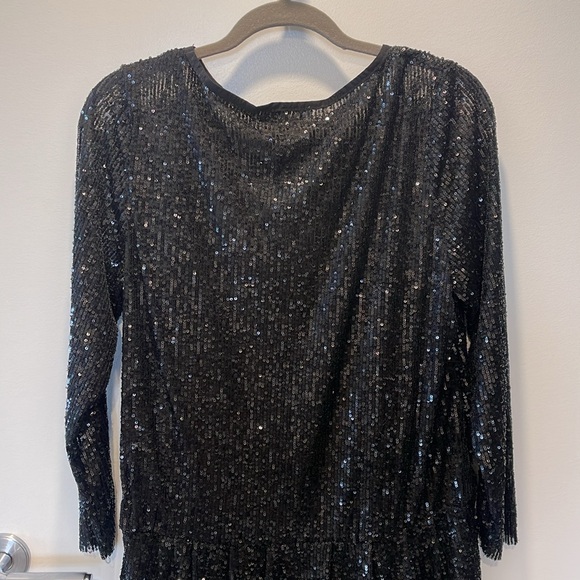 ZWT Zara Black Sequin Mini Dress Size Medium - Picture 5 of 7
